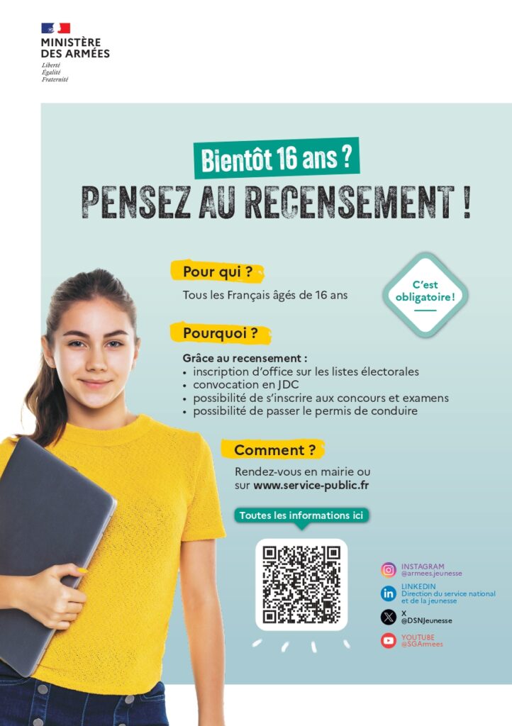 Recensement à partir de 16 ans