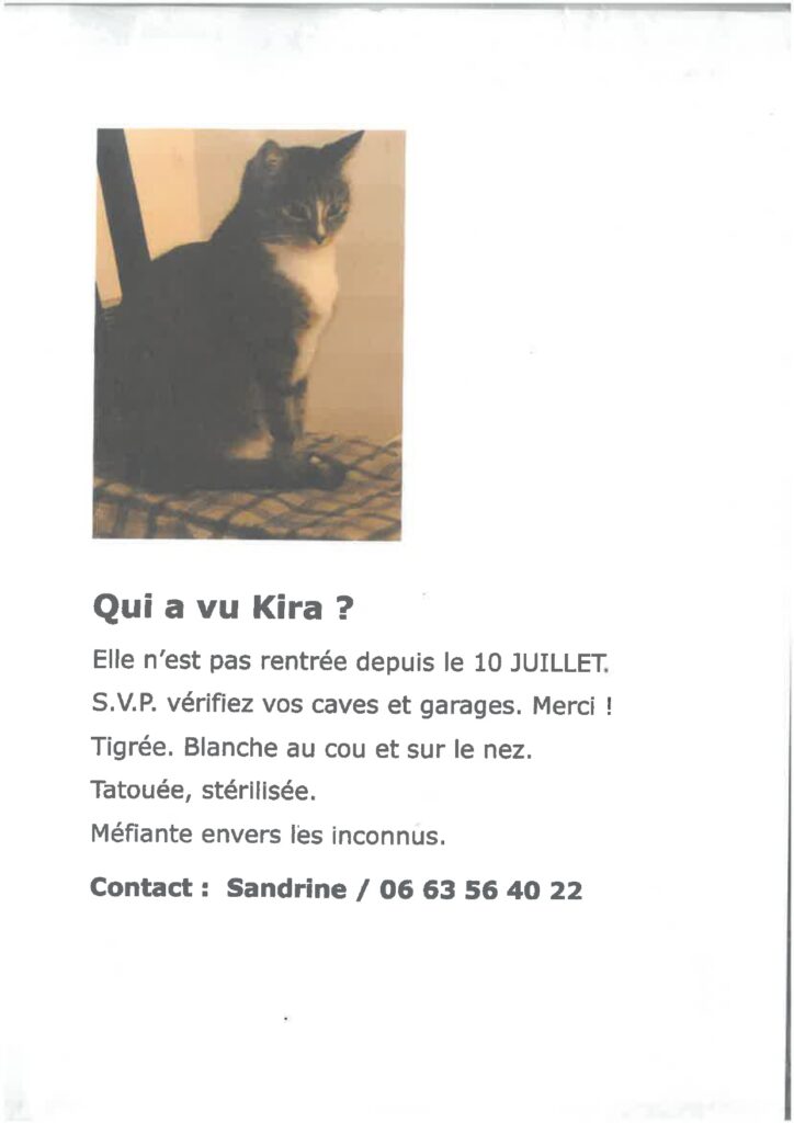 Qui a vu Kira ?