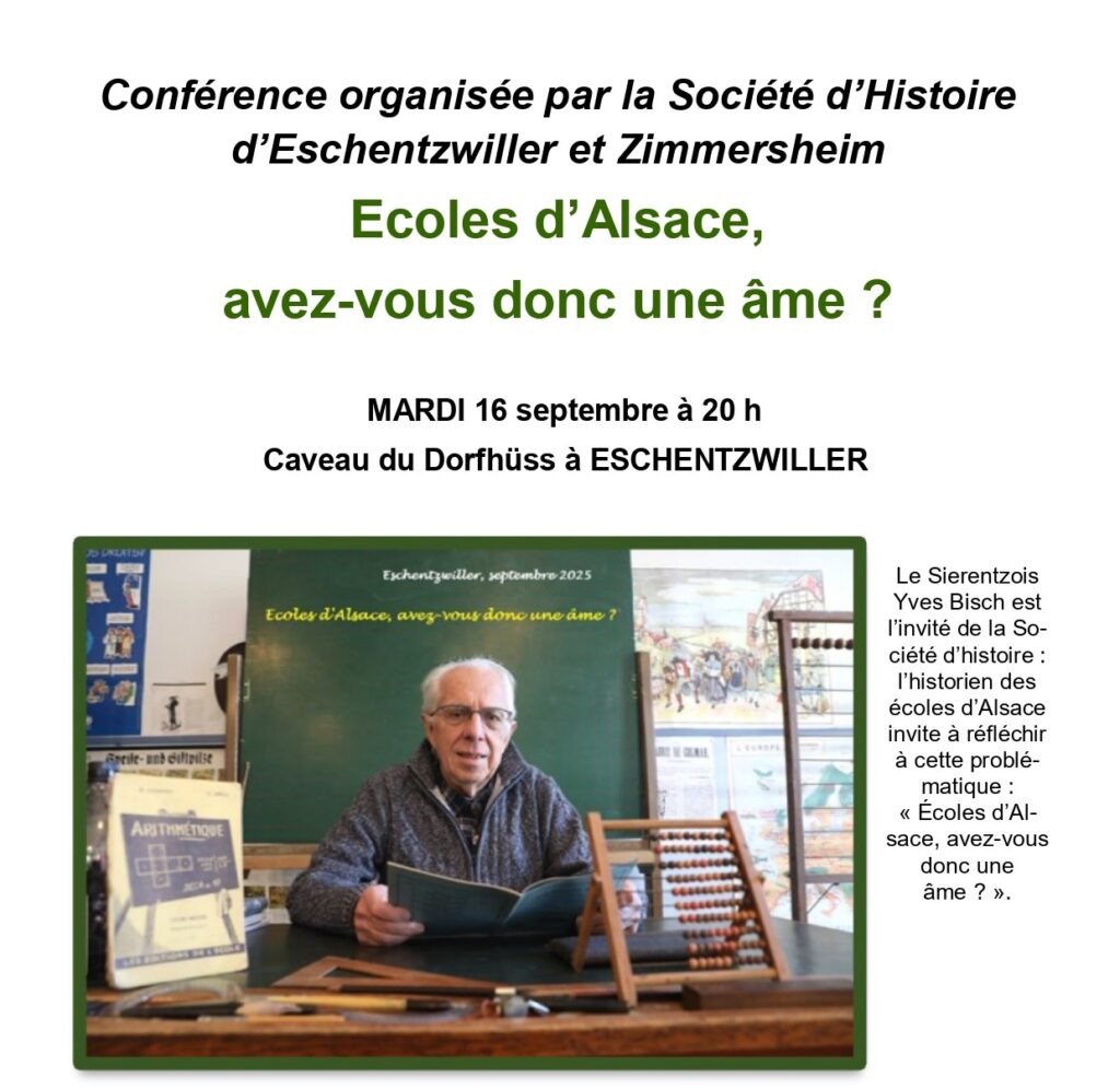 Conférence organisée par la Société d’Histoire d’Eschentzwiller et Zimmersheim